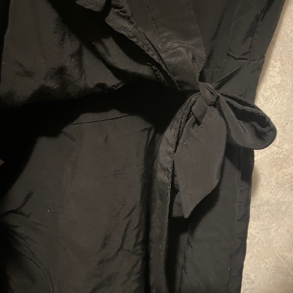 LOFT Black Women's Skort Romper Dress Tie Wrap Front Flirty Tulip Sleeves 10 - Picture 4 of 9